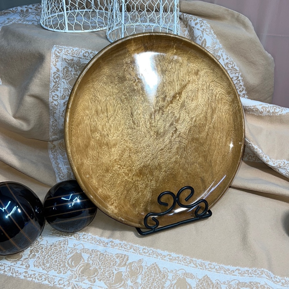MYRTLEWOOD BURL VINTAGE HAND TURNED CHARGER/TRAY